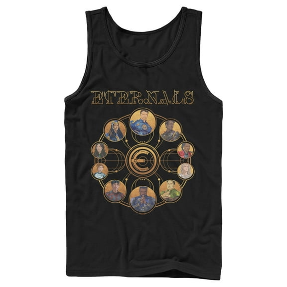 Men's Marvel Eternals Circular Gold Tank Top Black Small