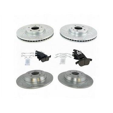 Front and Rear Ceramic Brake Pads and Cross Drilled and Slotted Rotor Kit - Compatible with 2013 - 2018 Ford Fusion 2014 2015 2016 2017
