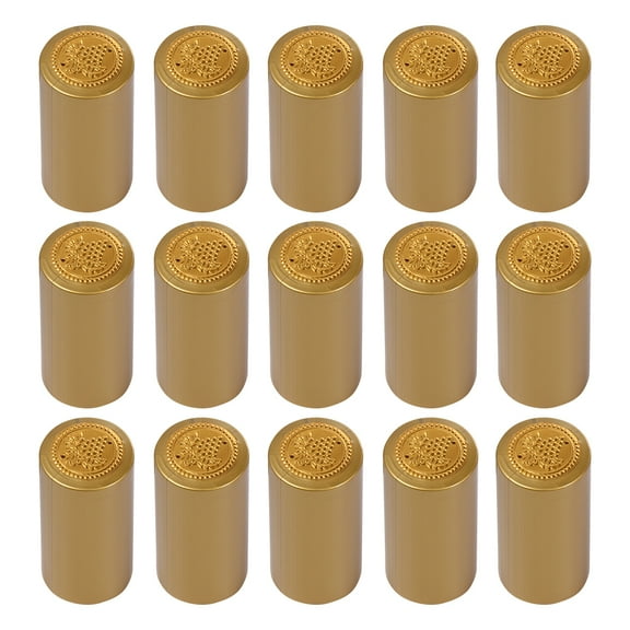 Raindrops Golden Wine Heat Shrink Caps with Plastic Material for Decor 100pcs