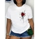 thumbnail image 3 of Camiseta básica para mujer de veranoChic Rose Print Crew Neck T-shirt, Four seasons casual short-sleeved round neck T-shirt, Women'S ClothingFather's Day, Mother's Day, New Year, Spring Festival, Va, 3 of 7