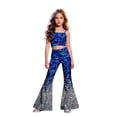 thumbnail image 2 of Tiijoy Little Girls Sequin Print Flare Pants Stage Performance Dance Pants, Sizes 5-6, 2 of 7