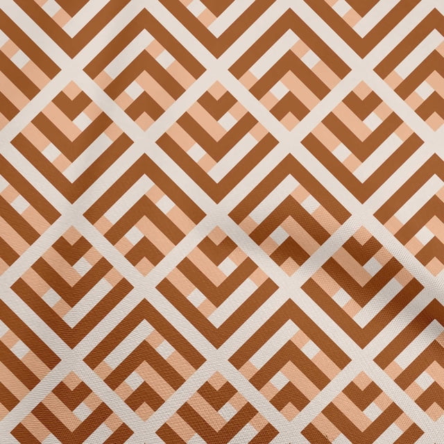 oneOone Rayon Rust Brown Fabric Geometric Fabric For Sewing Printed Craft Fabric By The Yard 56 Inch Wide