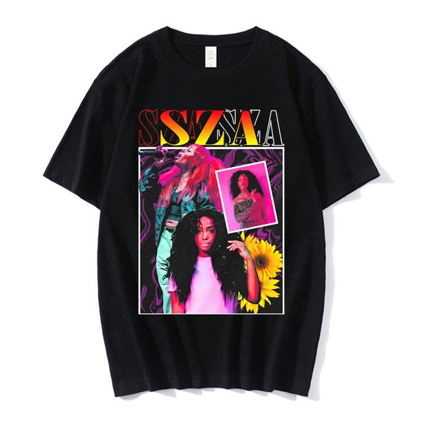Camiseta con estampado SZA para hombre y mujer, ropa informal de gran tamaño, de manga corta, 100% algodón, estilo Hip Hop, Harajuku