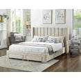 thumbnail image 2 of Creme Velvet Fabric Storage Bed w Wing Headboard - Queen, 2 of 2
