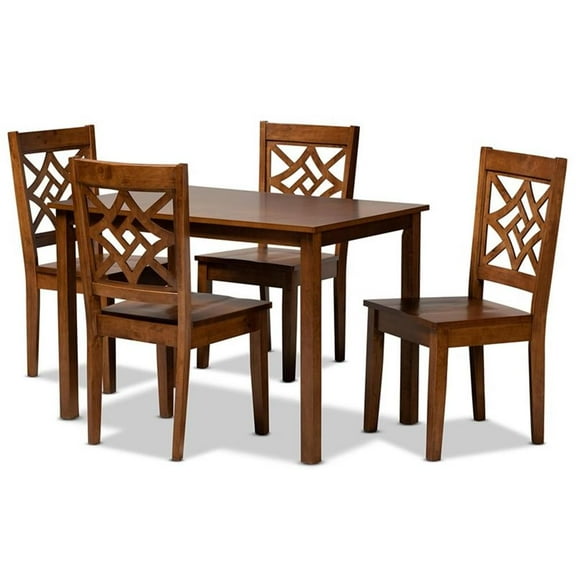 Bowery Hill Walnut Brown Finished Wood 5-Piece Dining Set