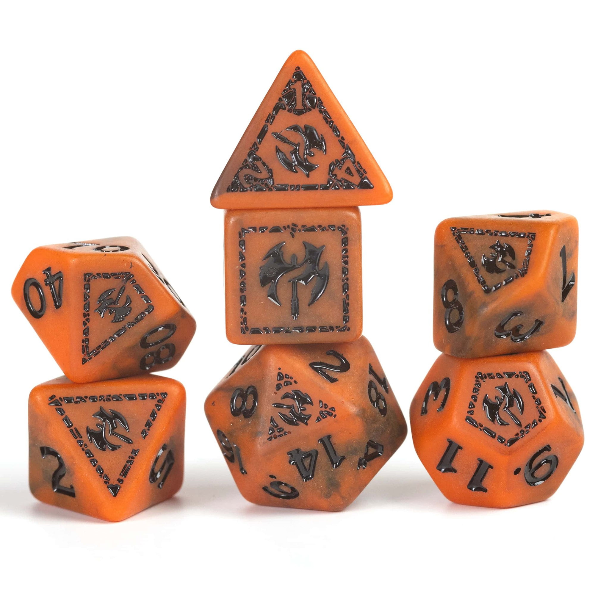 Dungeons & Dragons: D&D Adventure Dice: Barbarian - Orange - 15pc RPG Set, Class Symbols, Roleplaying Game Accessory, Sirius Dice, Officially Licensed