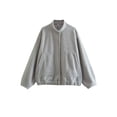 thumbnail image 1 of Woman Fashion Loose Gray Warm Baseball Jacket 2023 Spring Casual Oversized Bomber, 1 of 6
