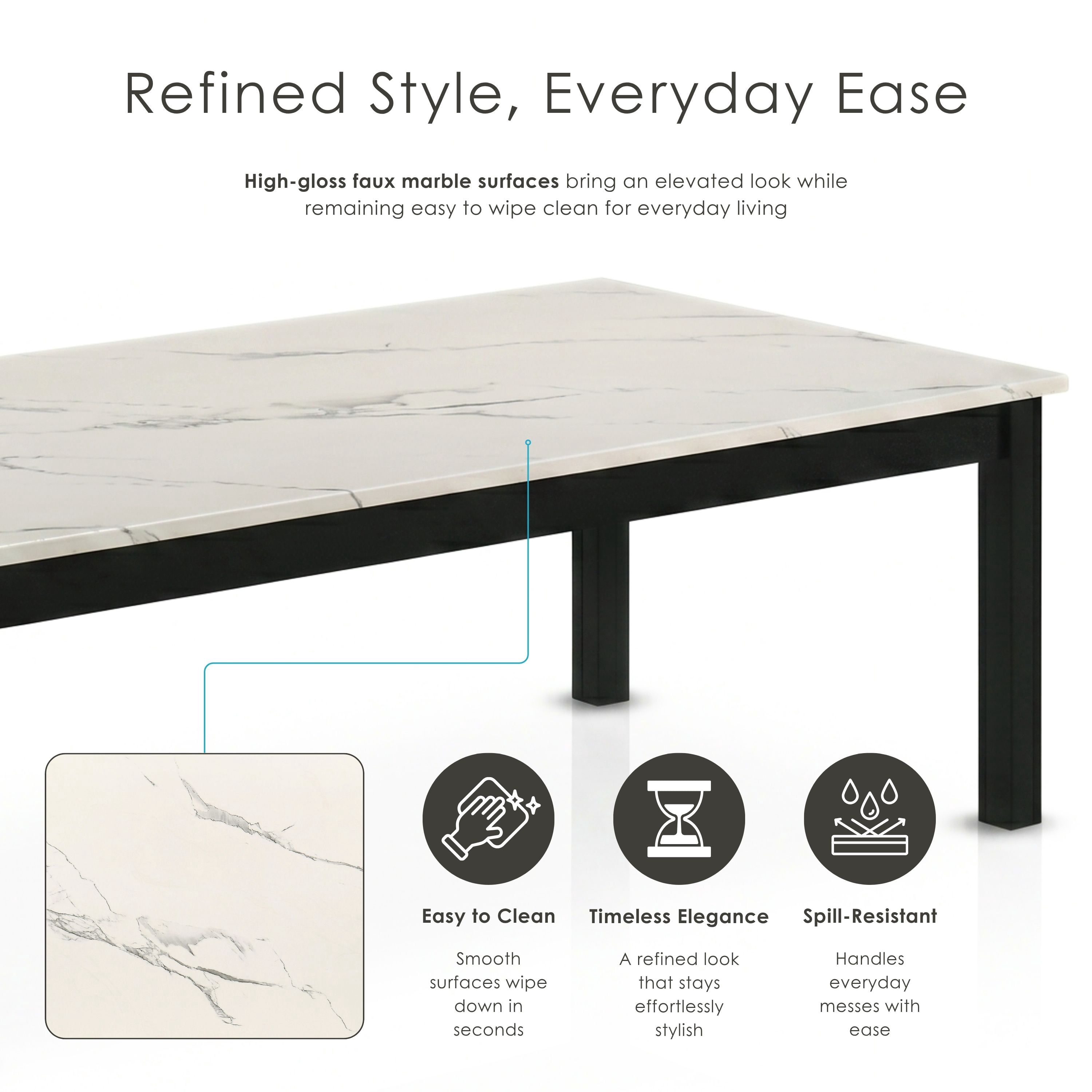 Furniture of America Versi Modern 3-Piece Coffee Table Set, White