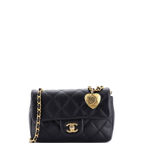 Pre-Owned Heart Charms Flap Bag Quilted Lambskin Mini By Rebag