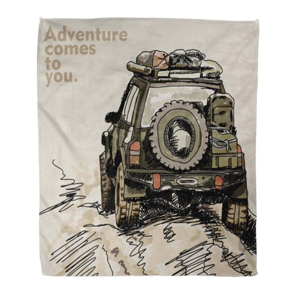 Hatiart 50x60 Inch Super Soft Throw Blanket Jeep Adventure Off Road Car Safari Offroad 4x4 Desert Truck Travel Rally Home Decorative Flannel Velvet