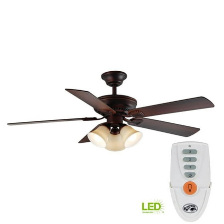 Hampton Bay Campbell 52 in. LED Indoor Mediterranean Bronze Ceiling Fan with Light Kit and Remote Control