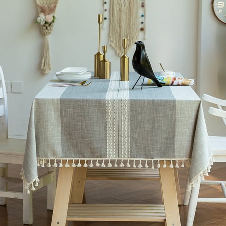 

Haite Tablecloth Tassels Table Cloths Embroidered Solid Color Cover Covers Decorative -proof Gray 55.12*70.87 in