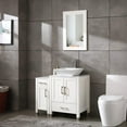thumbnail image 2 of 36" Bathroom Vanity Cabinet and Sink Combo Solid Wood Marble Top w/Mirror Faucet&Drain,White, 2 of 6