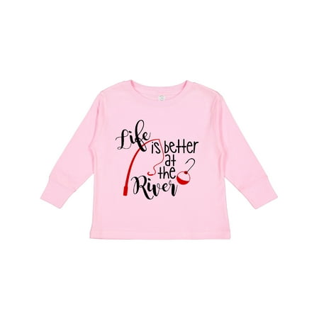

Inktastic Life is Better at the River Fishing Pole with Bobber Gift Toddler Boy or Toddler Girl Long Sleeve T-Shirt