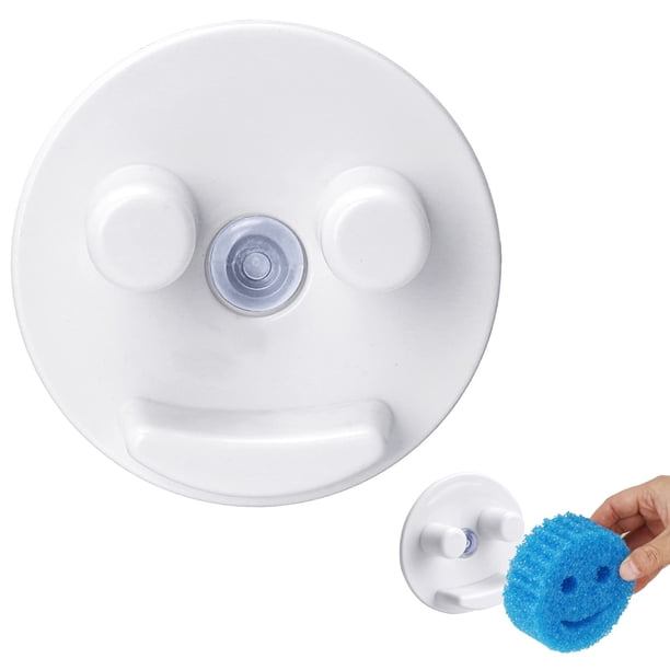 Soporte para esponja, fregadero con instalación de ventosa, organizador de esponja para fregadero de cocina/baño (esponja no incluida), blanco