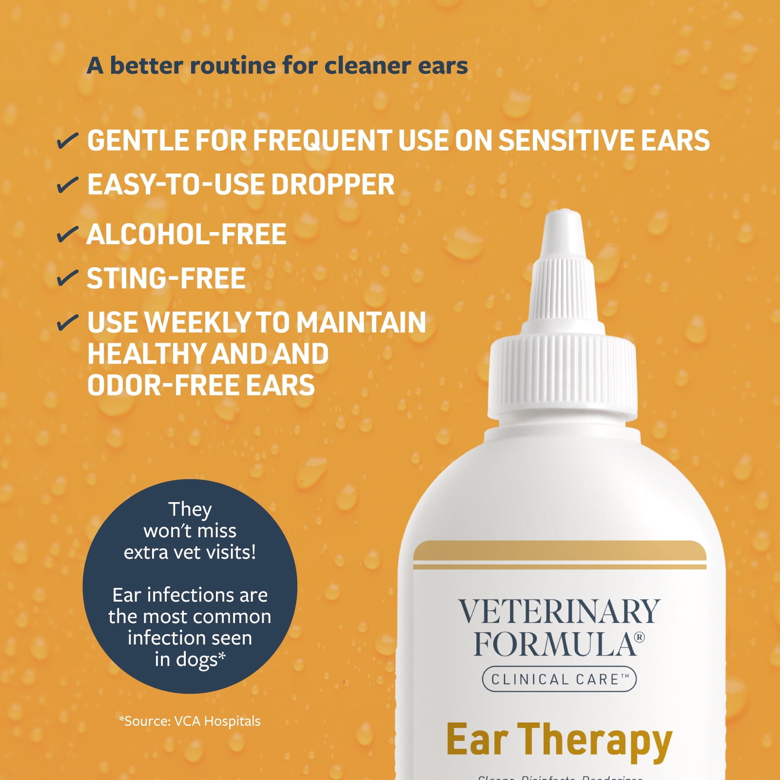 Veterinary Formula Clinical Care Ear Therapy Dog & Cat Ear Cleaner, 8 fl oz Bottle