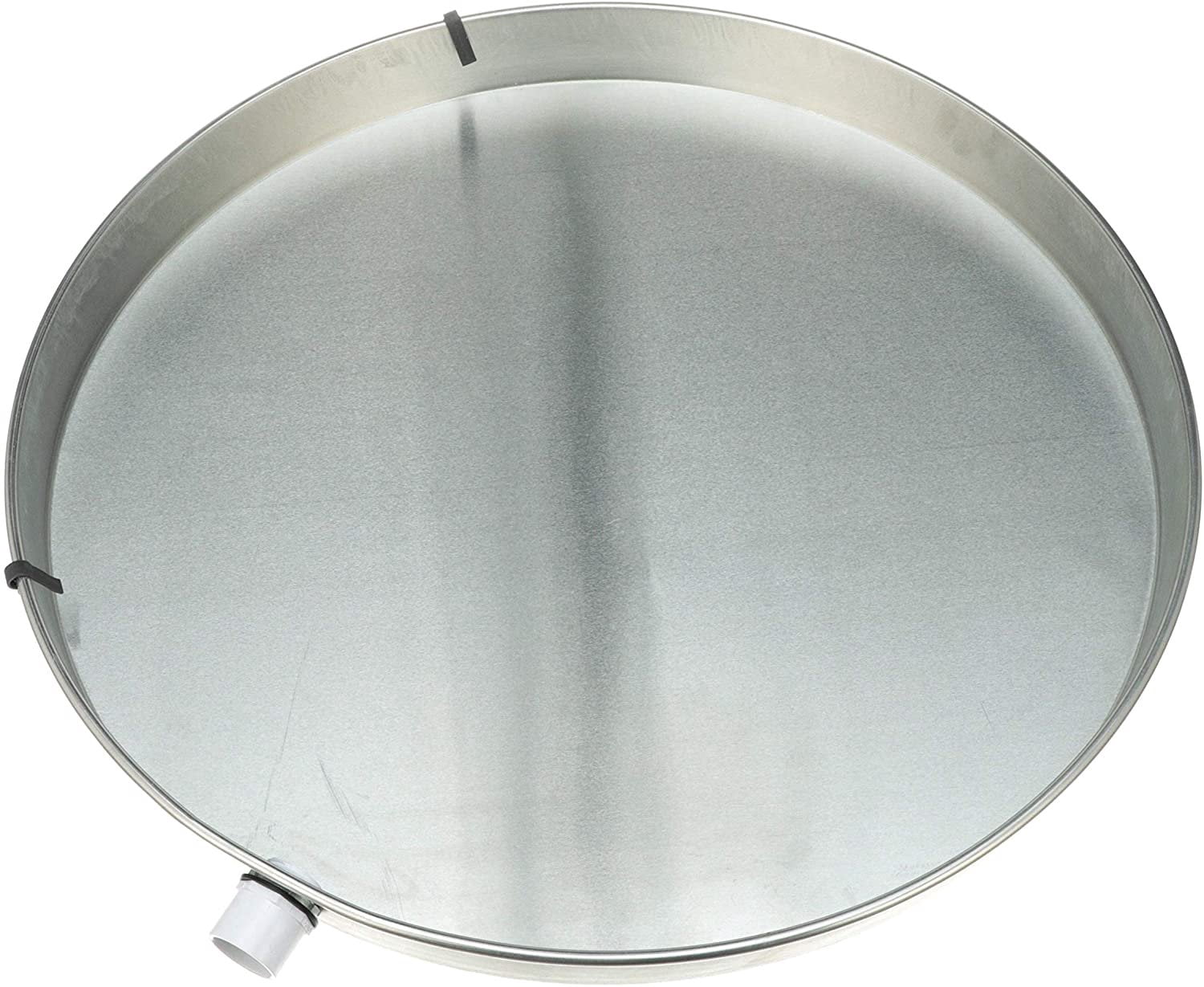 Oatey Water Heater Pan Aluminum - Easy Installation, 1 in. PVC Adapter - 24" Silver Round — Residential Use, Standard Application