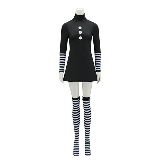 Women's Black Dress with Striped Socks Halloween Carnival Puppet Costume