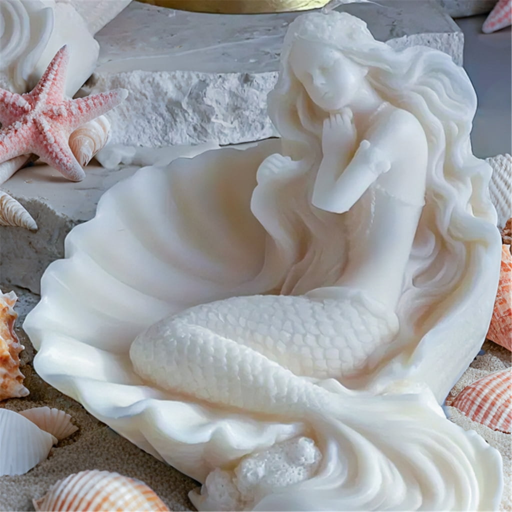 DIY Shell Mermaids Candle Silicone Mold Unique Shell Mermaids Candle Making Mold Easy to Clean Silicone Accessory Mold