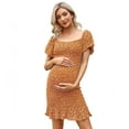 thumbnail image 2 of Womens Maternity Dress Short Sleeve Dress Square Neck/off Shoulder Summer Midi Dress, 2 of 4