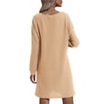 thumbnail image 4 of Seyurigaoka Women Juniors Solid Color Mini Dress, Long Sleeve V-neck Leisure Dress, 4 of 9