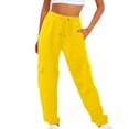 thumbnail image 2 of Zpanxa Cargo Sweatpants for Women Fashion Lace-Up Ankle Overalls with Pockets Yellow S, 2 of 4