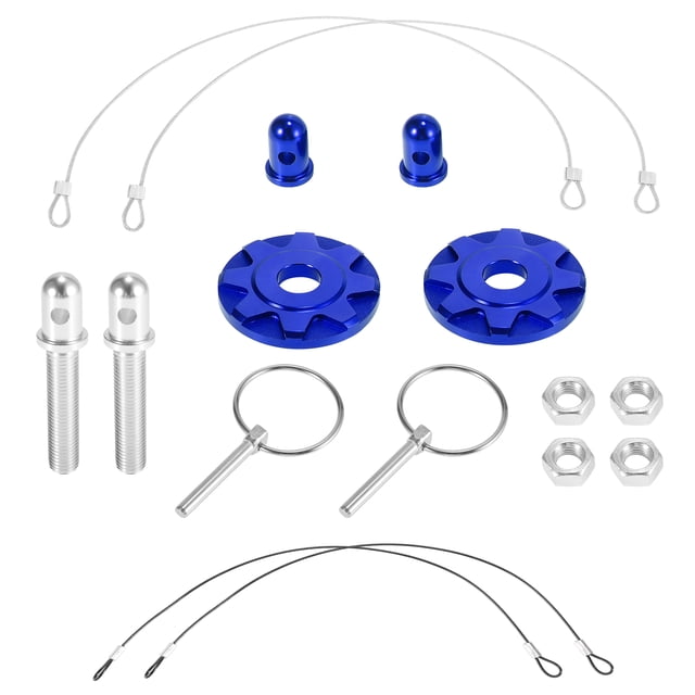 Unique Bargains 2 Set Red Universal Car Hood Pin Kit Hood Pin Lock Latch Catch Set Aluminum Alloy