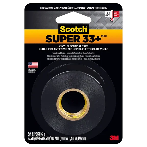 Scotch Super 33 Vinyl Electrical Tape, 3/4 in x 37.5 ft x 7 mil