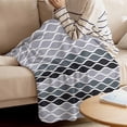 thumbnail image 4 of Fleece Blanket Moroccan Texture White Wave Stripe Blankets, Soft Cozy Warm Flannel Throw Blanket, Black Dusty Purple Blanket for Bed Couch Sofa,50x60In, 4 of 9