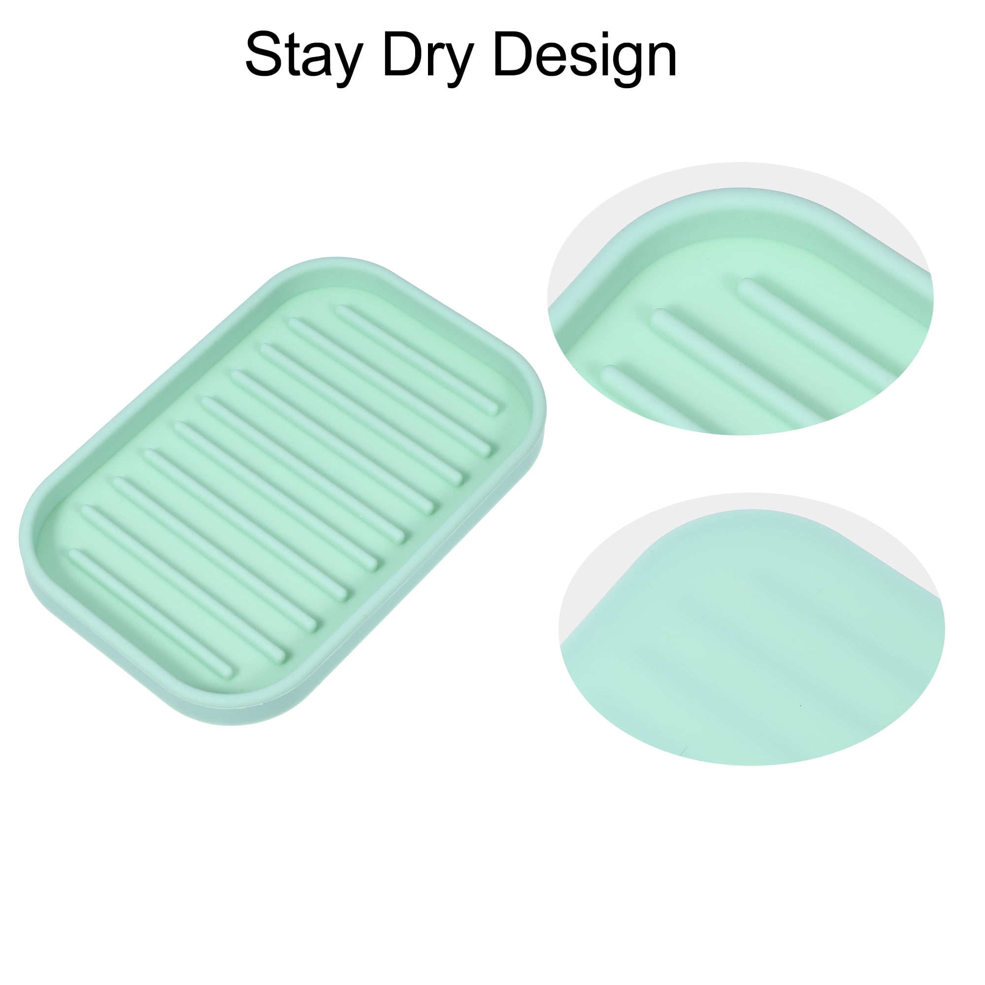 Unique Bargains Soap Dish Keep Soap Dry for Bathroom Silicone Light Green 13.5x9cm