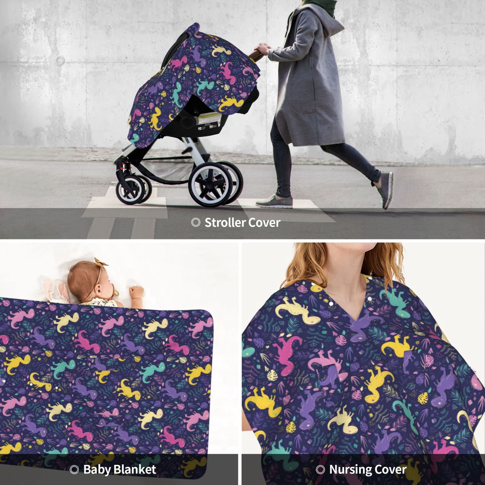Car Seat Cover Baby - Colorful dinosaur D Breathable Infant Car Seat Cover for Baby Carseat, Lightweight Comfort Baby Essentials Must Haves Newborn Stuff for Girl Boy