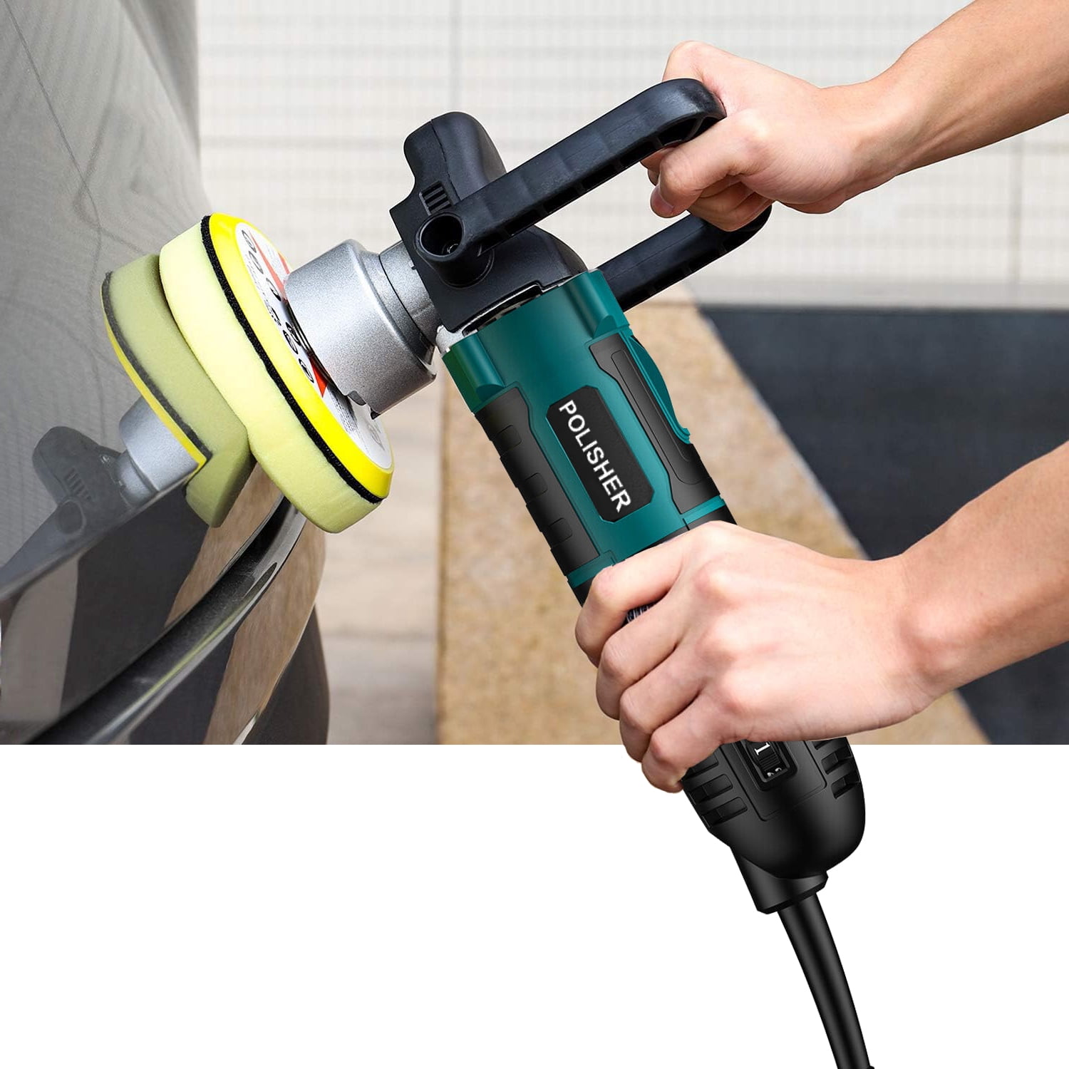 iMeshbean 6-Inch 800W Car Polisher, 6 Variable Speed 8mm Dual Action(DA) Random Orbit Car Buffer Polisher Sander with Handle, Car Detailing Waxer Kit, 4600RPM, Sanderpaper for Car Polishing&Waxing