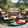 thumbnail image 4 of Guitar Round Area Rug 7Ft Washable Circle Rugs for Dorm Laundry Room, Cartoon Modern Colorful Guitars Non-Slip Carpet Floor Mats Indoor Outdoor Carpet Runner Aesthetic Home Decor, 4 of 8
