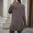 thumbnail image 6 of HAiming Womens High Neck Tops Long Sleeve Dressy Casual Loose Slit Solid Color Blouse Trendy Tunic Shirt, 6 of 6