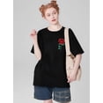thumbnail image 1 of Floral Embroidered T-Shirt for Women, Casual Crew Neck Short Sleeve Top, Knit Fabric with Slight Stretch, for All Season Wear, 1 of 5
