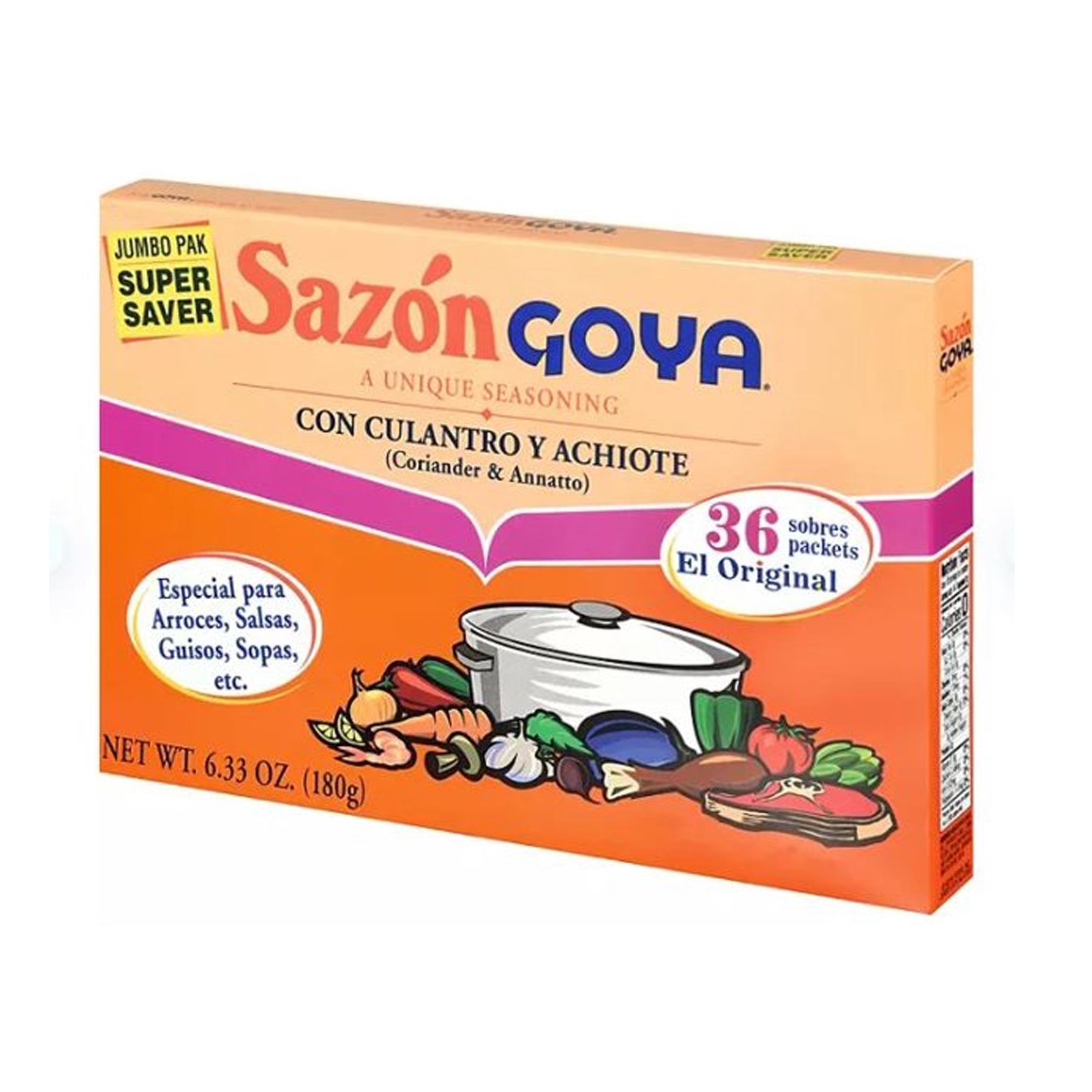 Goya Sazon Goya Clntro/Achte Jumbo Seasoning, 6.33-Ounce Unit - 36 Packets - (Pack of 1)