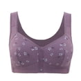 thumbnail image 2 of Gymayou Front Button Wireless Bra for Middle Aged Mom Vest Style Easy Front Snap No Underwire Comfort Bra for Elderly Women Daily Sleep Home Underwear Purple 48, 2 of 7