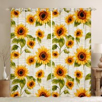 Manfei Retro Rustic Sunflower Black Out Curtains,Country Flower Floral Curtains Pack of 2 (42x63 Each),Yellow Beige Green Bedroom Curtains For Men Women,Luxury Bedroom Decor
