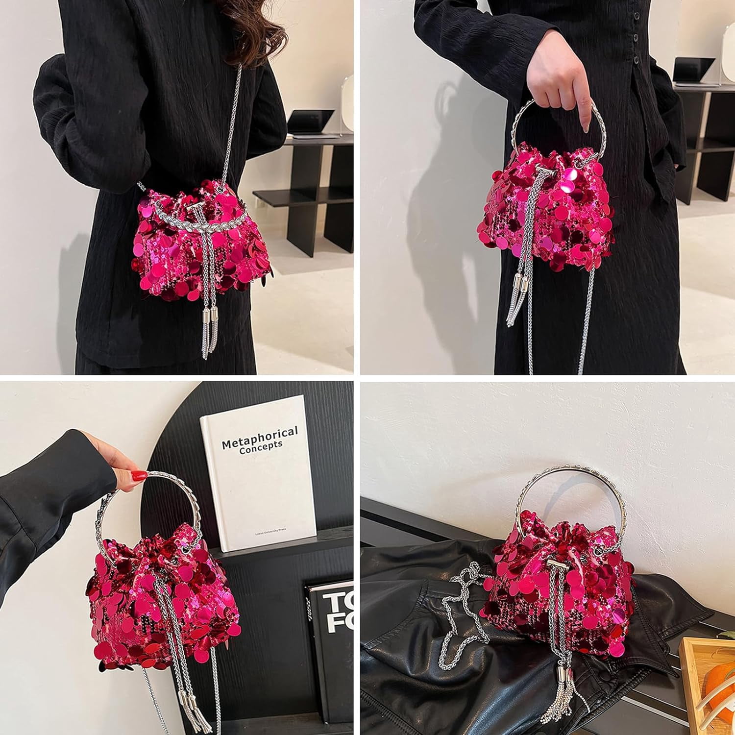 Sparkly Sequin Evening Handbags Purse for Women Glitter Clutch Crossbody Bag for Evening Wedding Party Prom