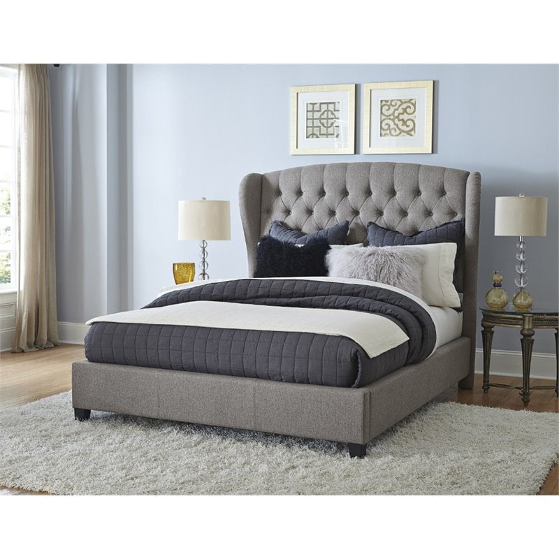Hillsdale Furniture Bromley Queen Upholstered Bed, Orly Gray Walmart