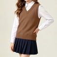 thumbnail image 6 of XRoczxe Kids V‑Neck Knit Vest, Unisex Boys Girls Solid‑Color Sleeveless Sweater Vest, Preppy School Casual Layering Tank Top, 6 of 8