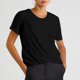 thumbnail image 2 of Camiseta informal de mujer de color liso con cuello redondo y manga corta: camiseta versátil para el día a día, tejido suave y transpirable, fácil de combinar, 2 of 4
