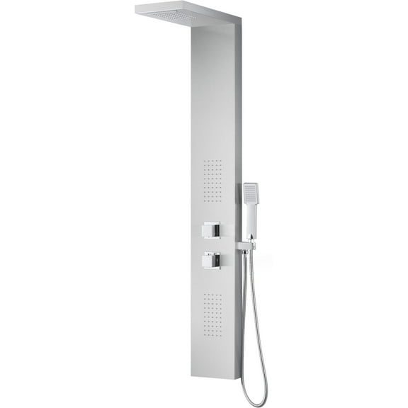 ANZZI Expanse Series 57 in. Wall Mounted Shower Panel in Brushed Steel