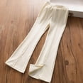 thumbnail image 5 of Miluxas Girls Flare Leggings - Seamless Yoga Pants with Cross High Waist, Bootcut Bell Bottoms for Girls White 12-13Years, 5 of 9