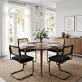 thumbnail image 3 of Zesthouse Rattan Dining Chairs Set of 4, Velvet Upholstered Dining Chairs with Cane Back and Metal Legs, Mid Century Modern Kitchen Side Chairs for Living Room, Black, 3 of 10