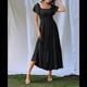 thumbnail image 4 of Vestido Midi de Verano para Mujer, con Escote Cuadrado, Mangas Abullonadas, Estilo Bohemio, Fruncido, Fluido, con y Bolsillos, Color Negro, Talla XL, 4 of 8