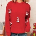 thumbnail image 4 of EchfiProm Sweaters for Women Christmas Pullover Holiday Work Red Long Sleeve Adults Tops Crewneck, 4 of 8