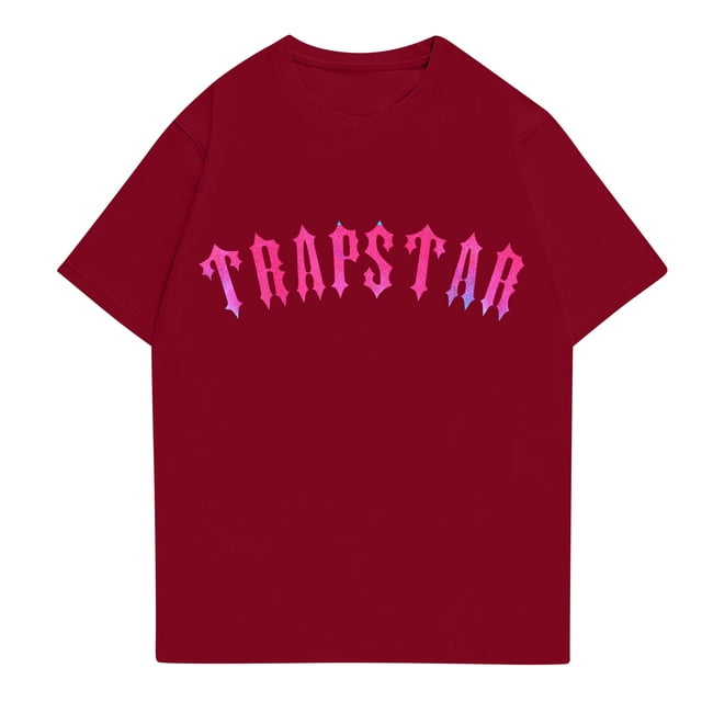 T-shirts pour Femmes Trapstar T-Shirt Imprimé pour Femmes Décontracté Graphique Junior Filles Manches Courtes T-Shirt Original avec Col Rond (Vin, 2TG)
