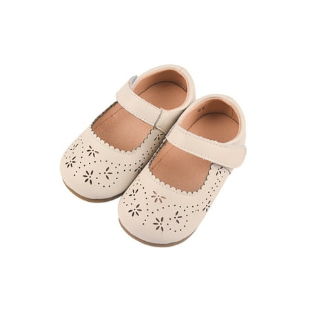 

Gomelly Kids Flats School Mary Jane Magic Tape Dress Shoes Cute Princess Shoe Performance Dance Beige-B 6.5C