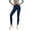 Blue, variant on Womens Solid Color High Waist Yoga Pants Loose Tight Waist Athletic Style Side Pockets Elastic Waist Slim Fit Stretch Soft Fabric Full Length Workout Trousers